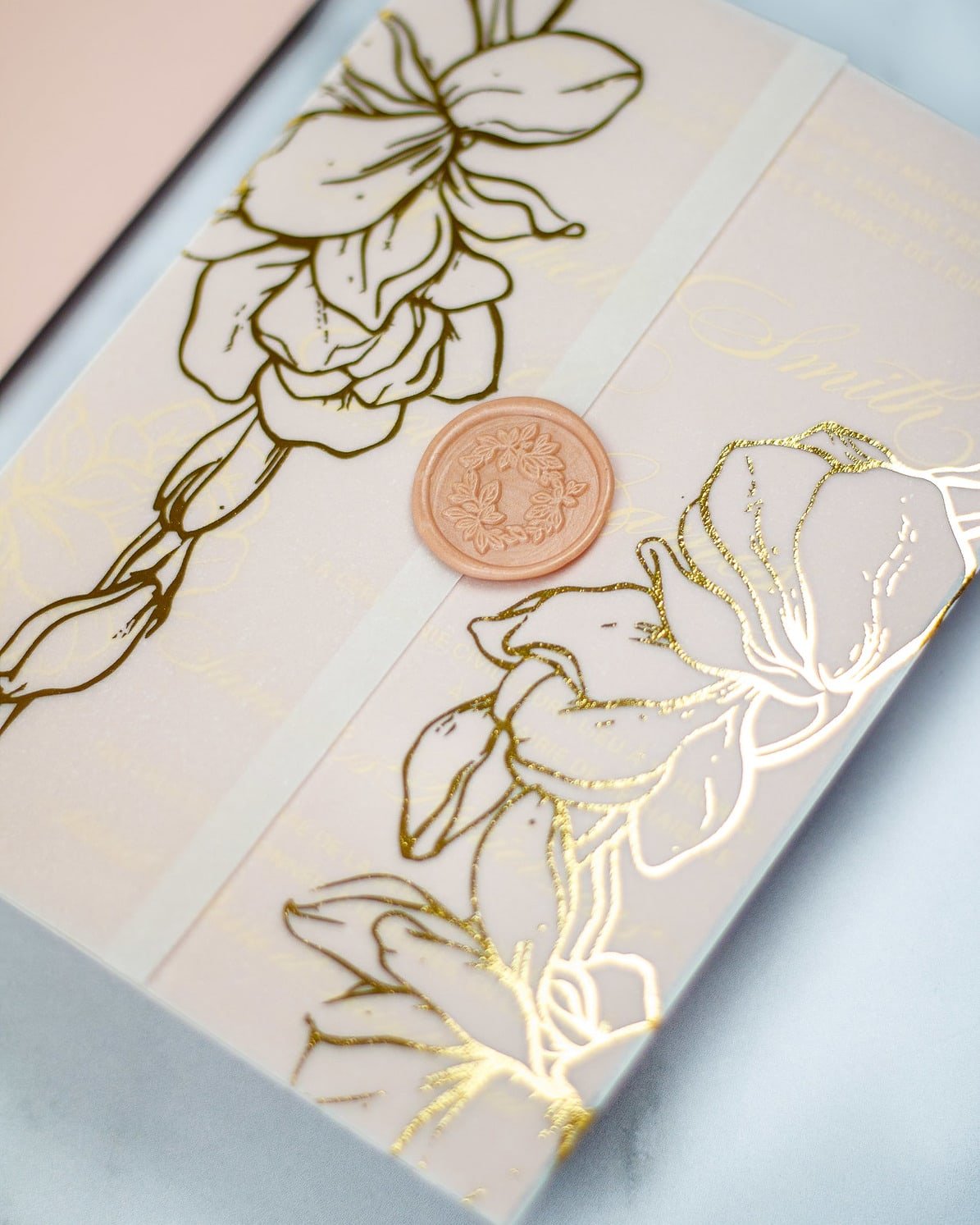 "Carline" - Faire-part de mariage chic, élégant et romantique avec dorure or - Wedding stationery - Création Luxe Carterie Studio
