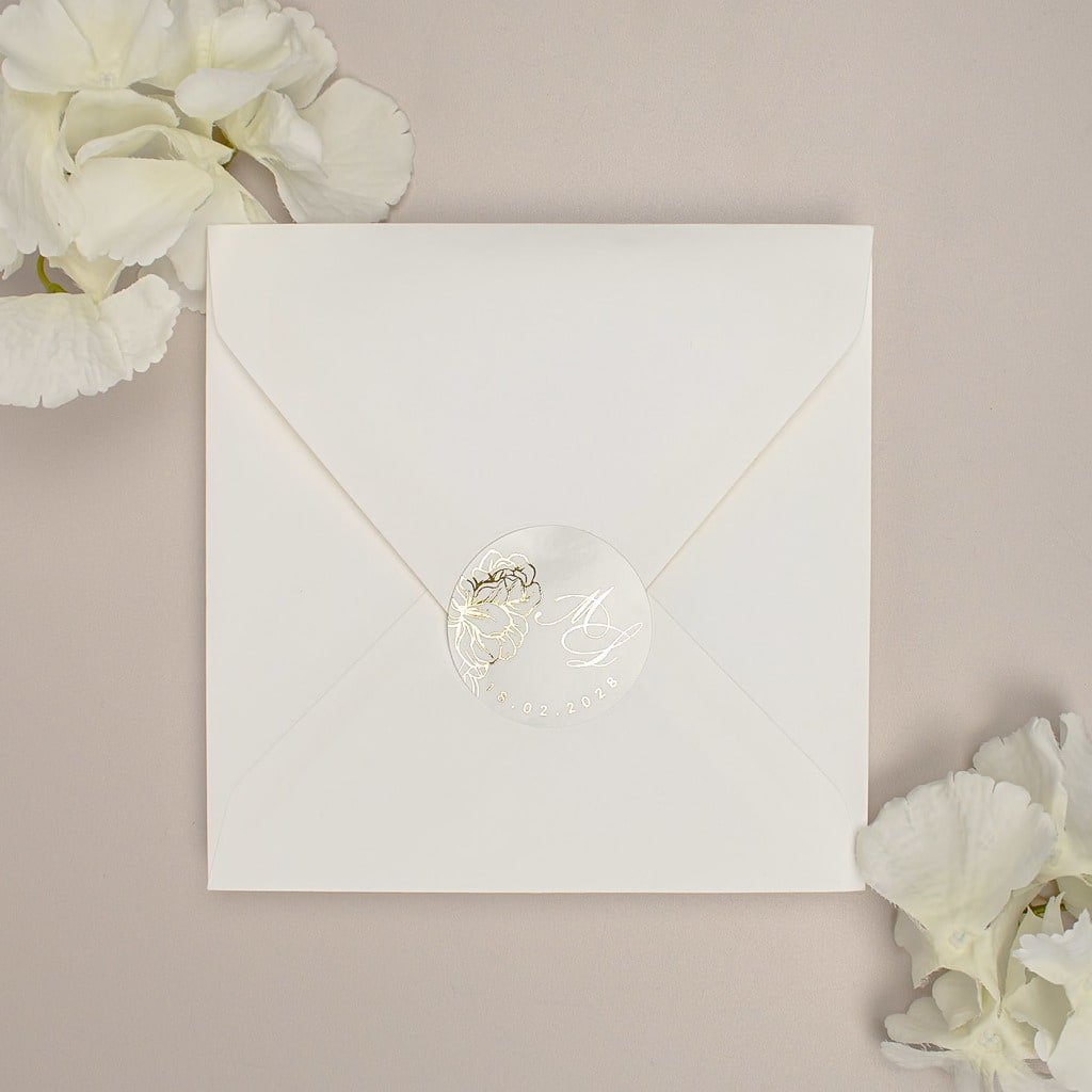"Carline - Sticker" - Faire-part de mariage chic, élégant et romantique avec dorure or - Wedding stationery - Création Luxe Carterie Studio