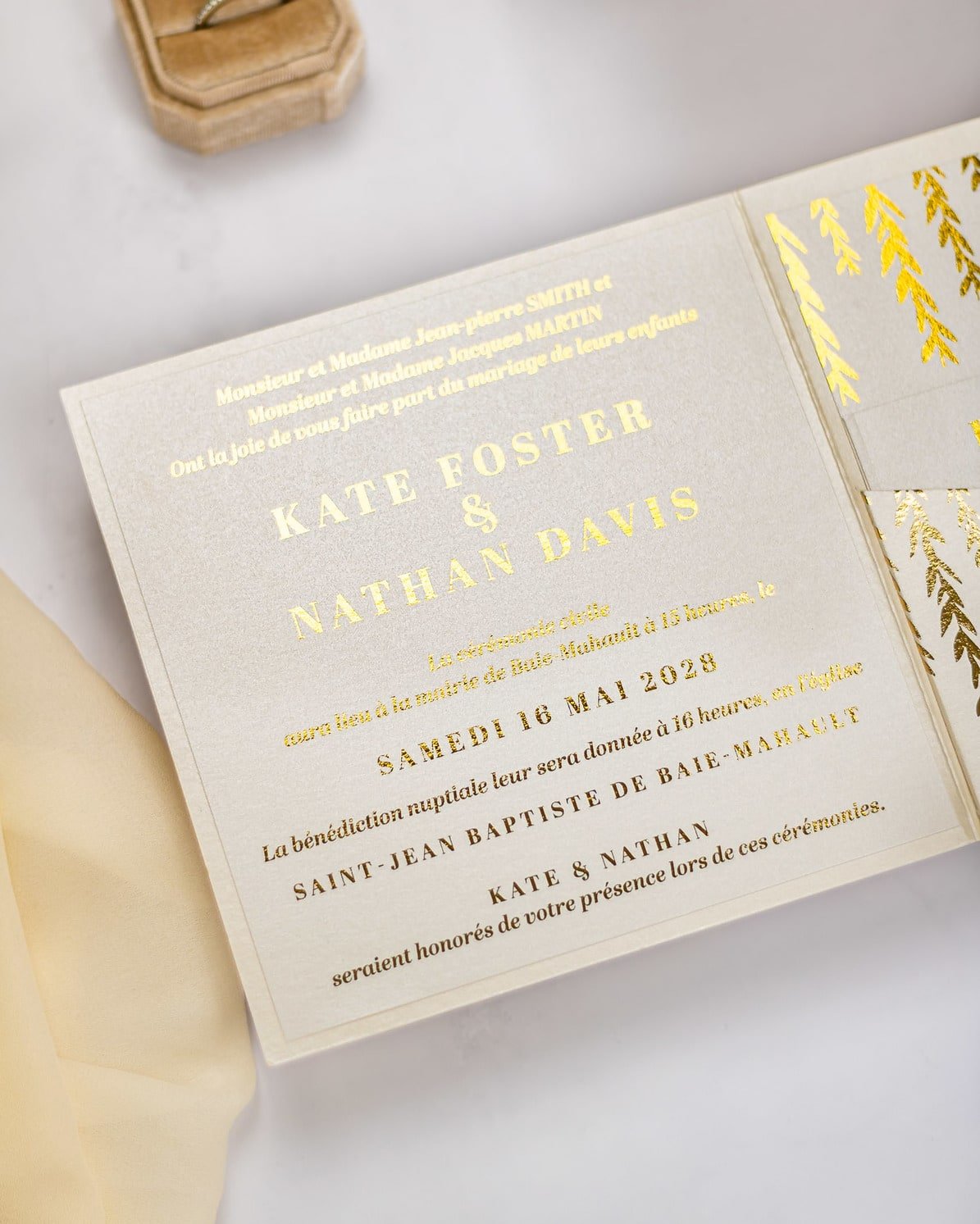 "Carly" - Faire-part de mariage chic, élégant et romantique avec dorure or - Wedding stationery - Création Luxe Carterie Studio
