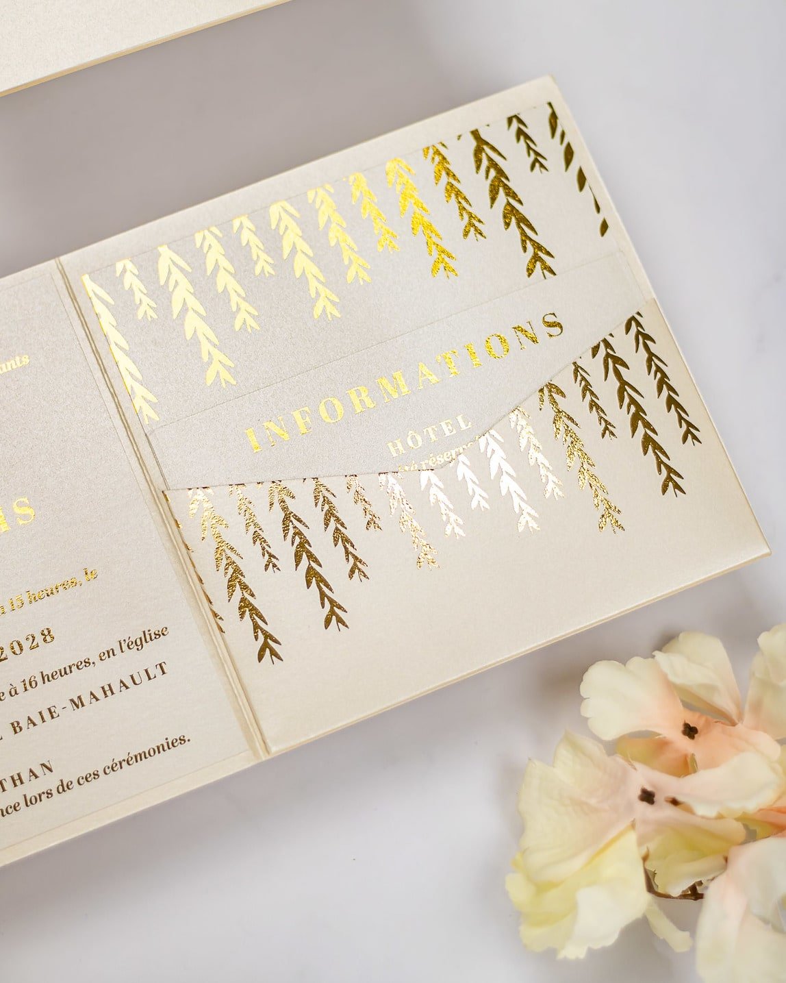 "Carly" - Faire-part de mariage chic, élégant et romantique avec dorure or - Wedding stationery - Création Luxe Carterie Studio