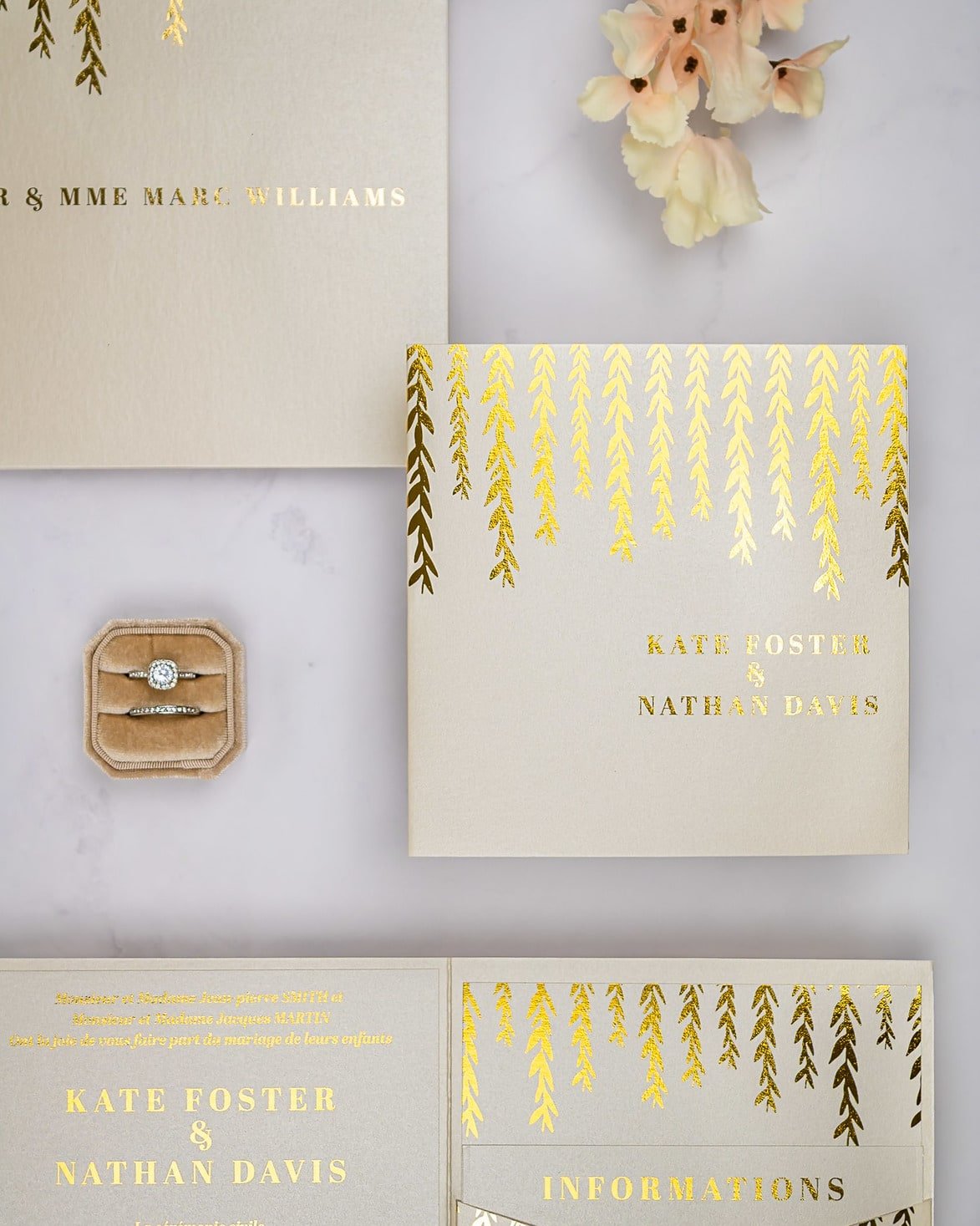"Carly" - Faire-part de mariage chic, élégant et romantique avec dorure or - Wedding stationery - Création Luxe Carterie Studio
