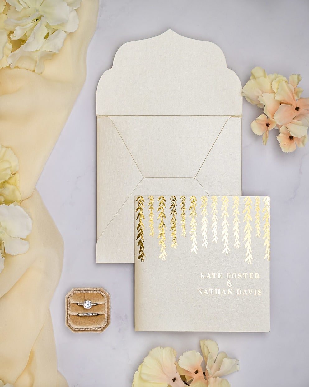 "Carly" - Faire-part de mariage chic, élégant et romantique avec dorure or - Wedding stationery - Création Luxe Carterie Studio