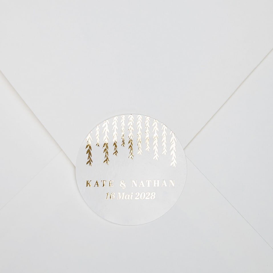 "Carly - Sticker" - Faire-part de mariage chic, élégant et romantique avec dorure or - Wedding stationery - Création Luxe Carterie Studio