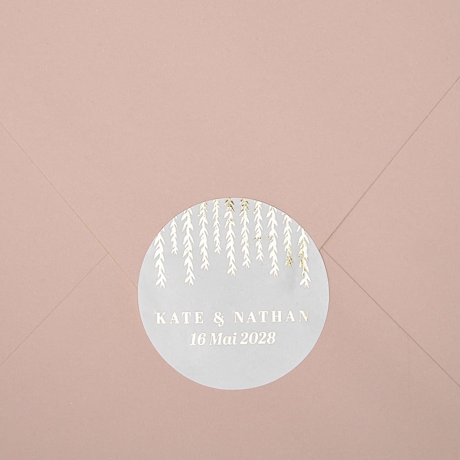 "Carly - Sticker" - Faire-part de mariage chic, élégant et romantique avec dorure or - Wedding stationery - Création Luxe Carterie Studio