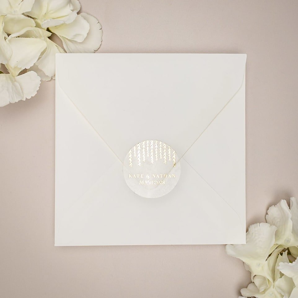 "Carly - Sticker" - Faire-part de mariage chic, élégant et romantique avec dorure or - Wedding stationery - Création Luxe Carterie Studio
