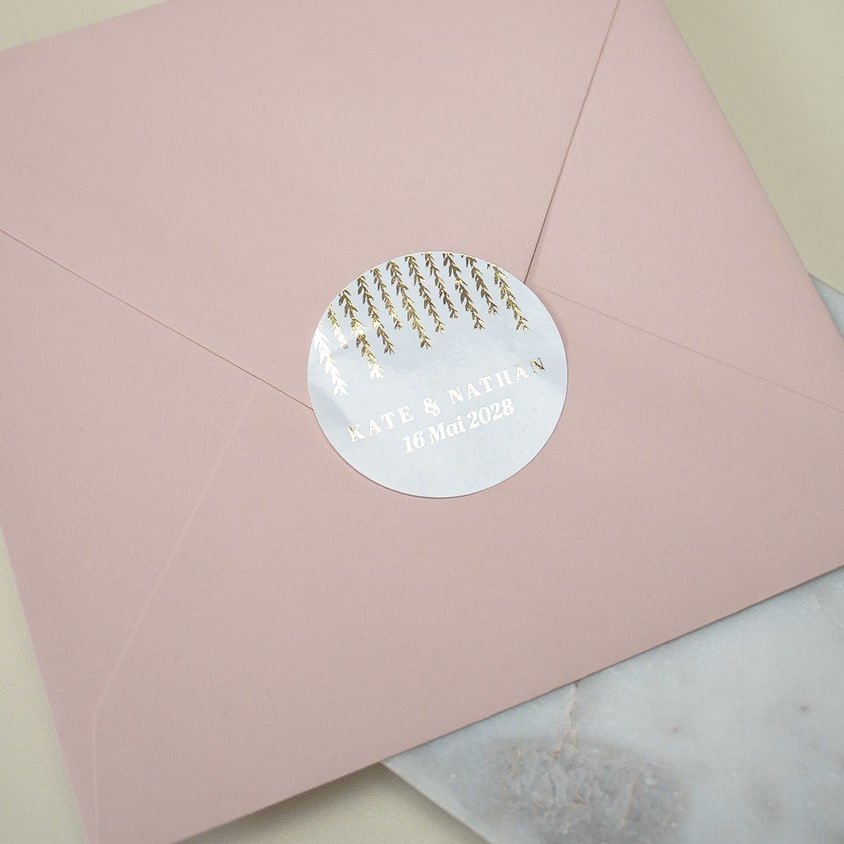 "Carly - Sticker" - Faire-part de mariage chic, élégant et romantique avec dorure or - Wedding stationery - Création Luxe Carterie Studio