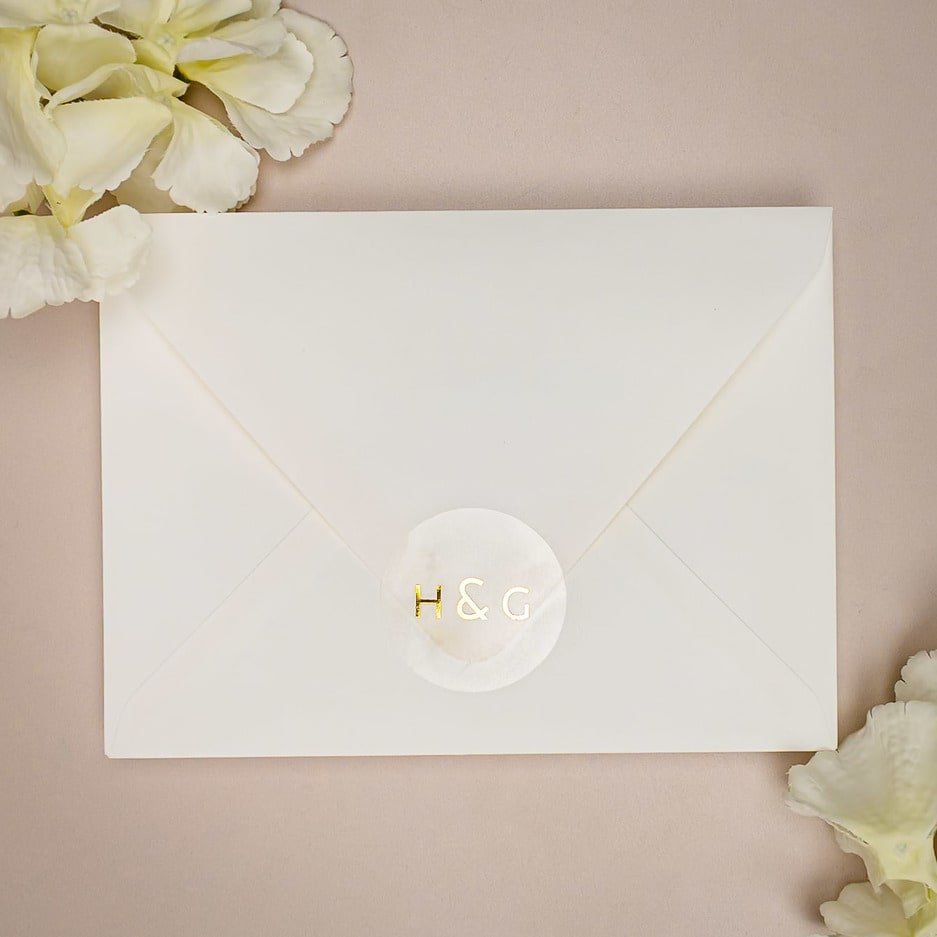 "Carméla - Sticker" - Faire-part de mariage chic, élégant et romantique avec dorure or - Wedding stationery - Création Luxe Carterie Studio