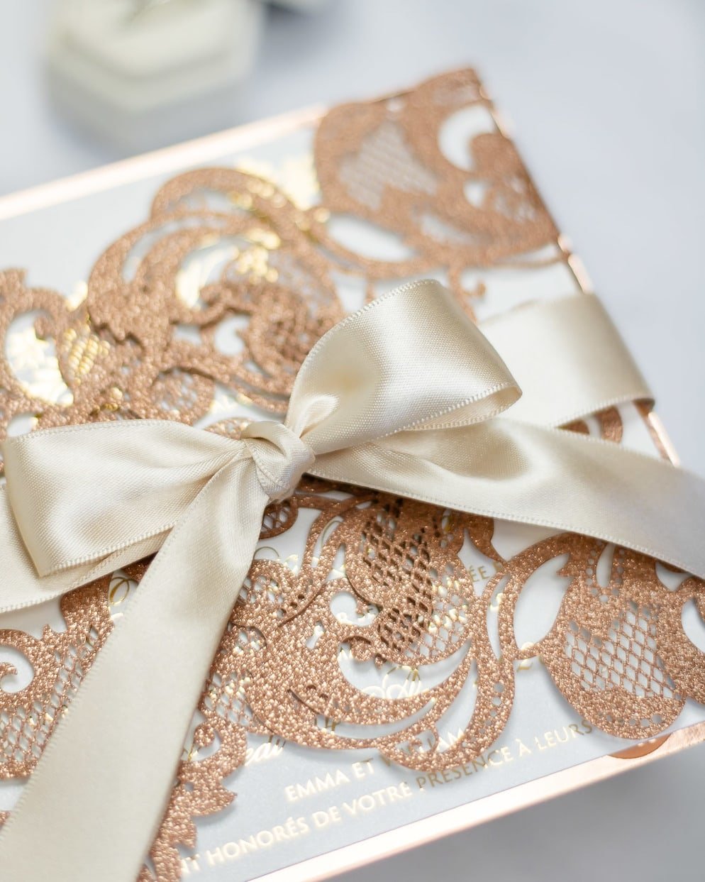 "Cassy" - Faire-part de mariage laser cut élégant et romantique avec dorure or - Wedding stationery - Création Luxe Carterie Studio