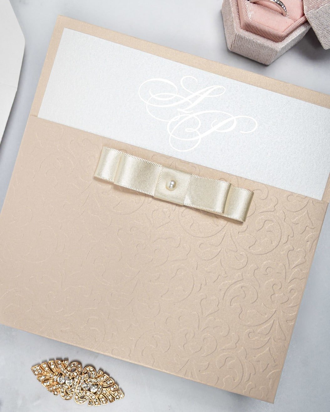"Chanel" - Faire-part de mariage chic, élégant et romantique avec dorure or - Wedding stationery - Création Luxe Carterie Studio