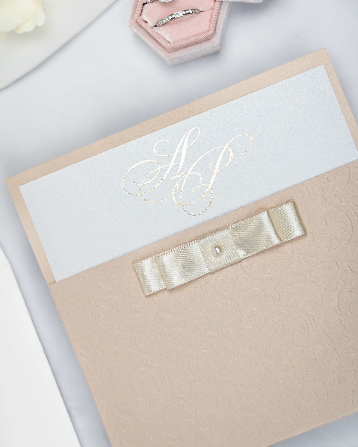 "Chanel" - Faire-part de mariage chic, élégant et romantique avec dorure or - Wedding stationery - Création Luxe Carterie Studio