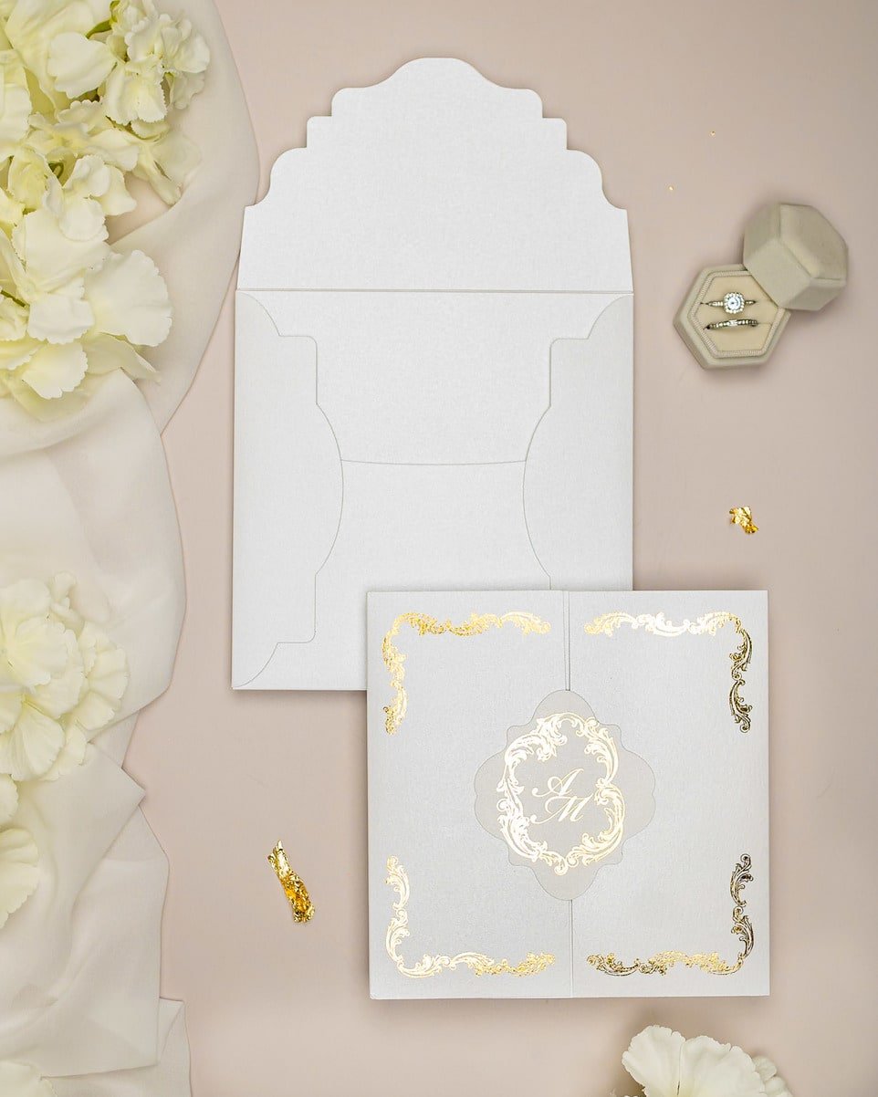 "Chantelle" - Faire-part de mariage chic, élégant et romantique avec dorure or - Wedding stationery - Création Luxe Carterie Studio