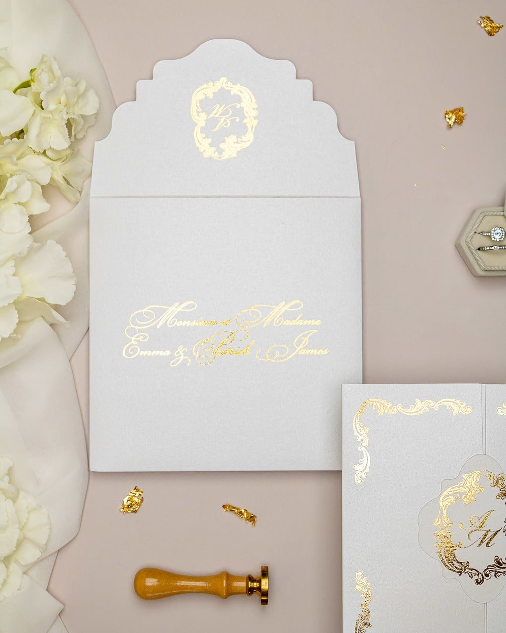 "Chantelle" - Faire-part de mariage chic, élégant et romantique avec dorure or - Wedding stationery - Création Luxe Carterie Studio