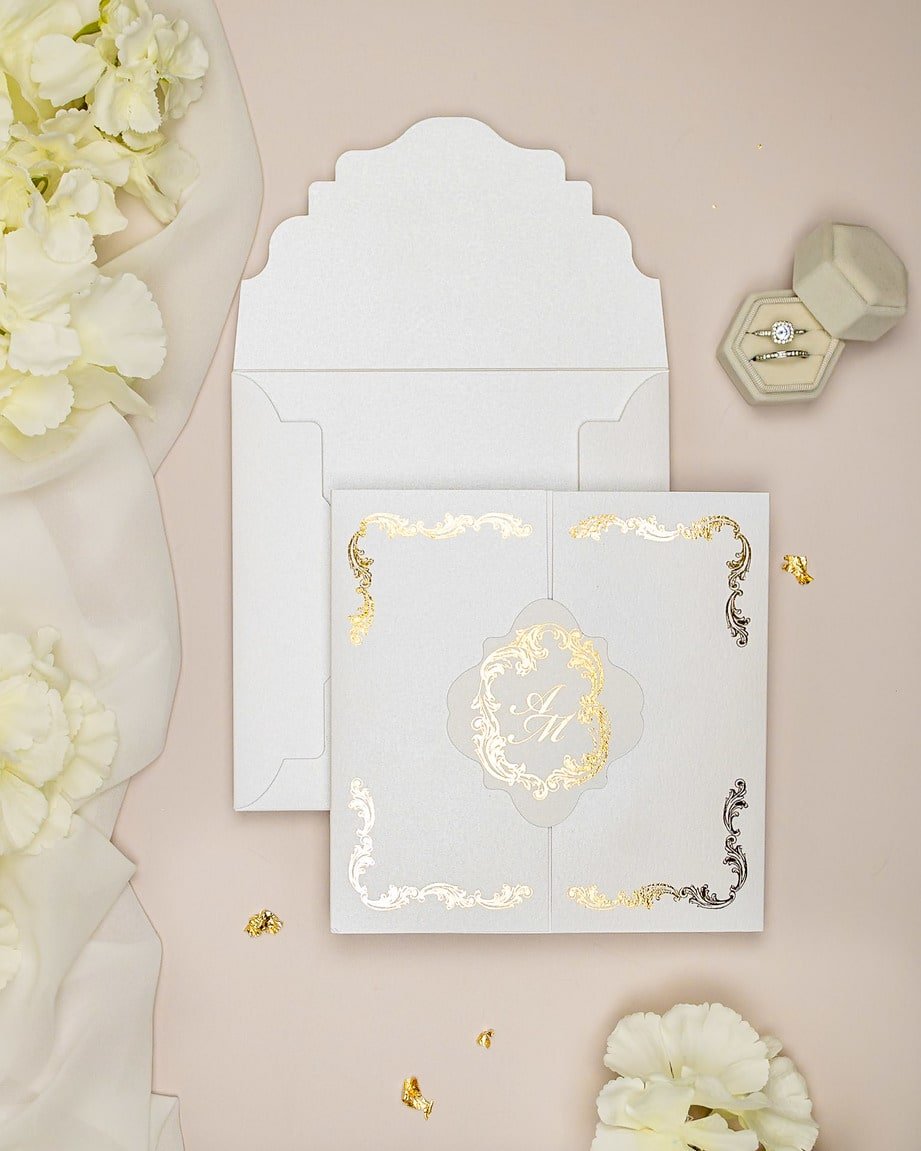 "Chantelle" - Faire-part de mariage chic, élégant et romantique avec dorure or - Wedding stationery - Création Luxe Carterie Studio