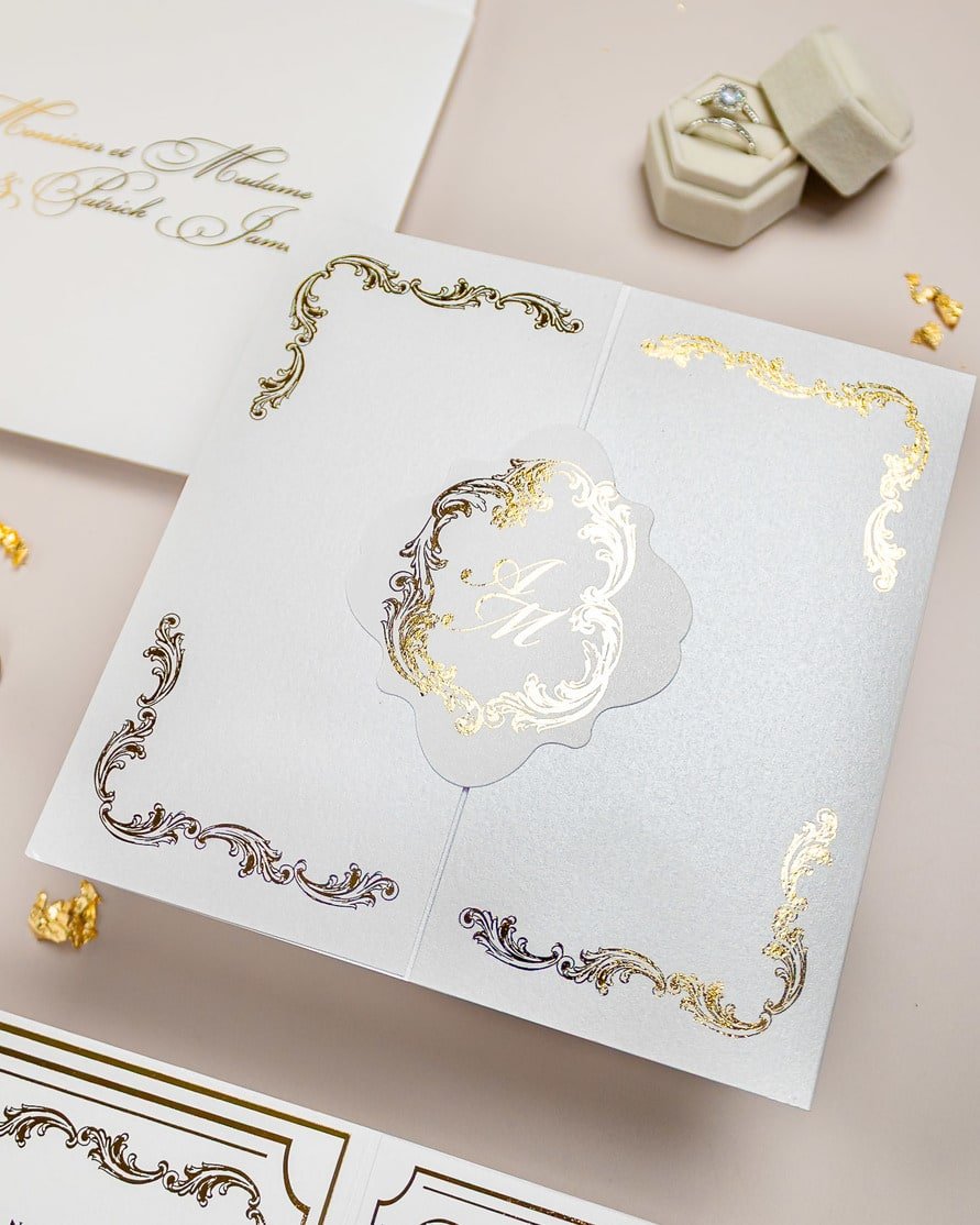 "Chantelle" - Faire-part de mariage chic, élégant et romantique avec dorure or - Wedding stationery - Création Luxe Carterie Studio