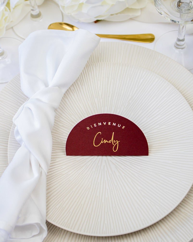 "Cierra - Marque-place" – Marque-place chic, élégant et romantique avec dorure or pour réception de mariage – Papeterie de mariage - Wedding stationery - Création Luxe Carterie Studio