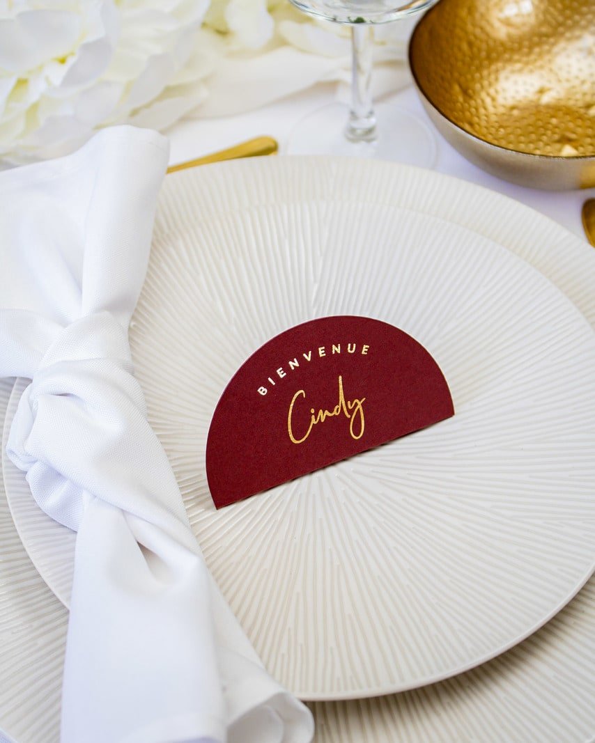 "Cierra - Marque-place" – Marque-place chic, élégant et romantique avec dorure or pour réception de mariage – Papeterie de mariage - Wedding stationery - Création Luxe Carterie Studio