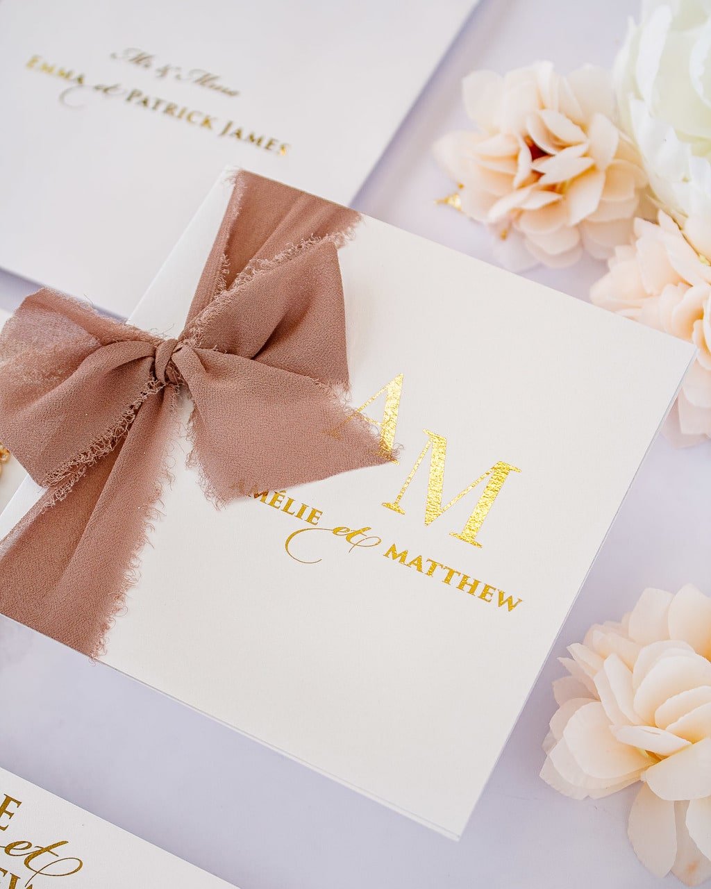 "Cloé" - Faire-part de mariage chic, élégant et romantique avec dorure or - Wedding stationery - Création Luxe Carterie Studio