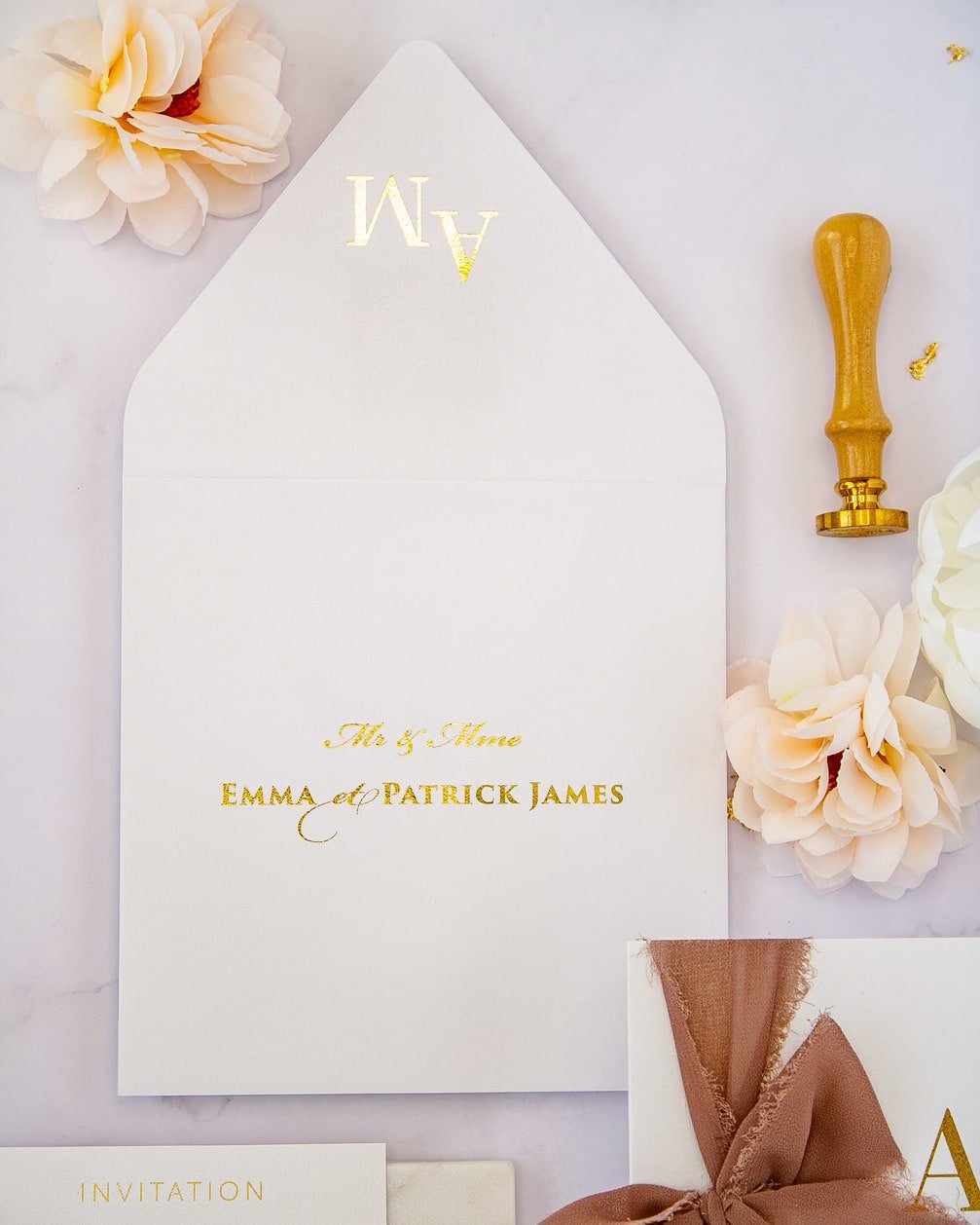 "Cloé" - Faire-part de mariage chic, élégant et romantique avec dorure or - Wedding stationery - Création Luxe Carterie Studio