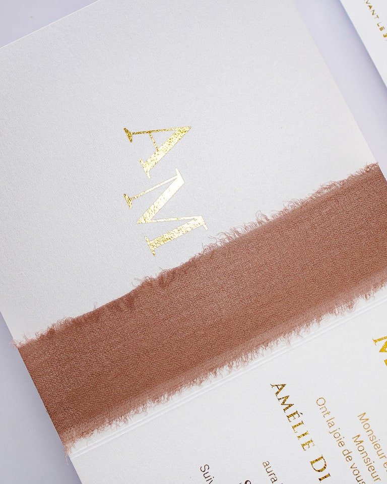 "Cloé" - Faire-part de mariage chic, élégant et romantique avec dorure or - Wedding stationery - Création Luxe Carterie Studio