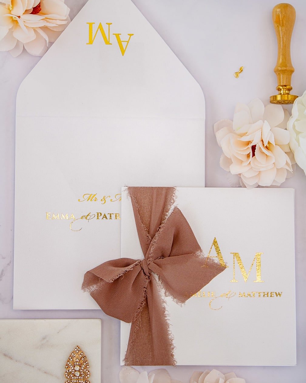 "Cloé" - Faire-part de mariage chic, élégant et romantique avec dorure or - Wedding stationery - Création Luxe Carterie Studio