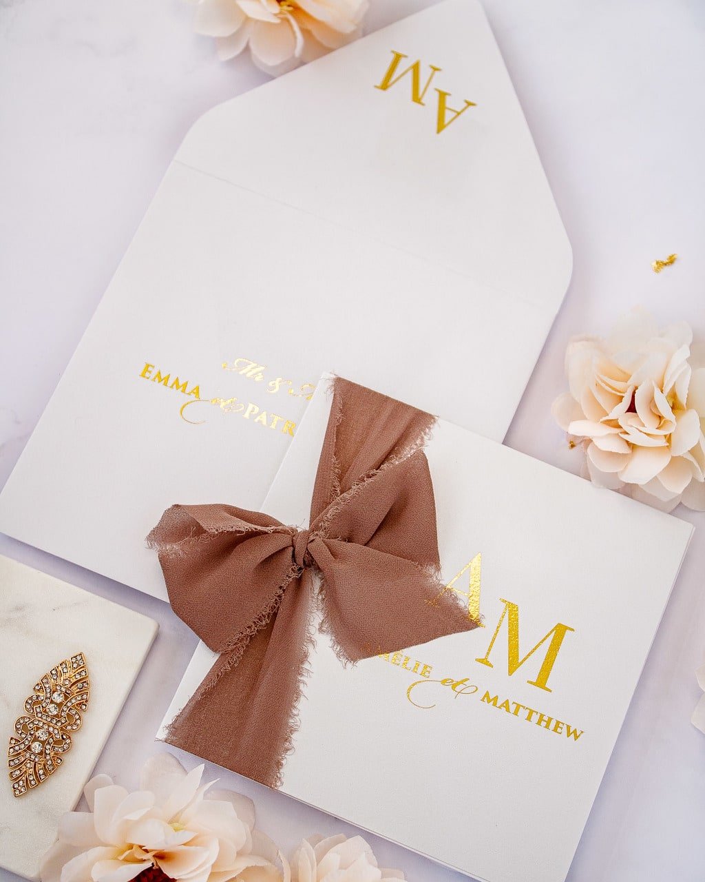 "Cloé" - Faire-part de mariage chic, élégant et romantique avec dorure or - Wedding stationery - Création Luxe Carterie Studio