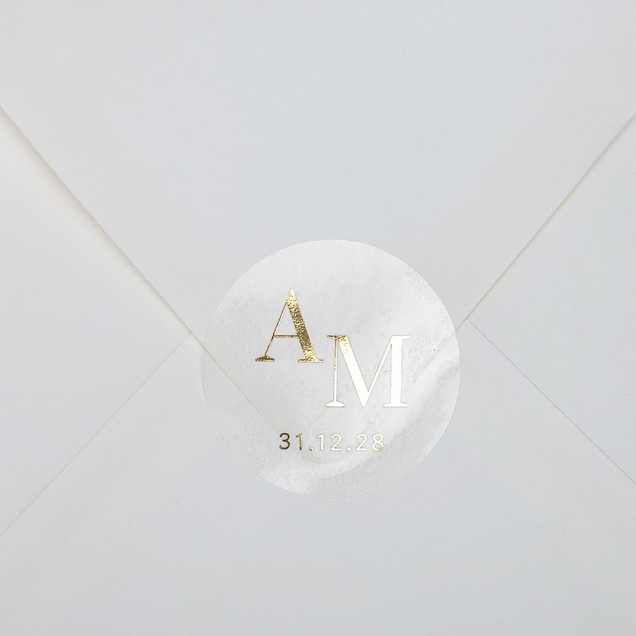 "Cloé - Sticker" - Faire-part de mariage chic, élégant et romantique avec dorure or - Wedding stationery - Création Luxe Carterie Studio