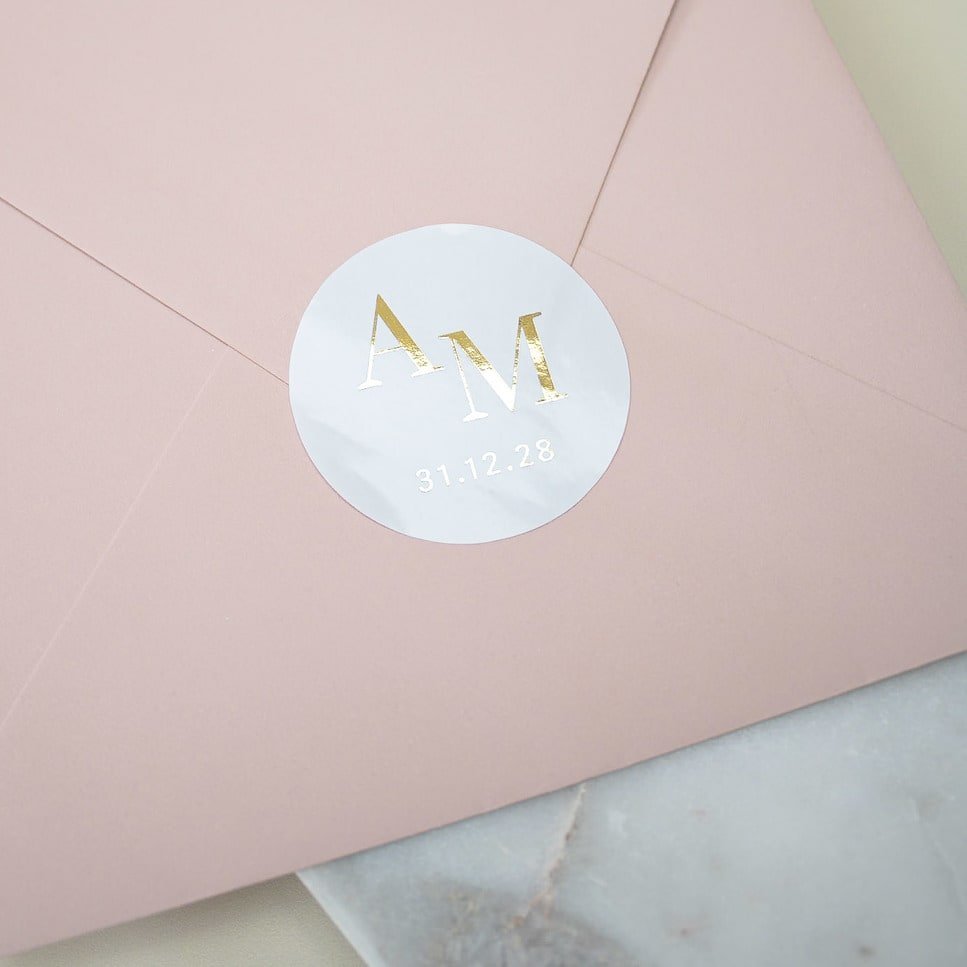 "Cloé - Sticker" - Faire-part de mariage chic, élégant et romantique avec dorure or - Wedding stationery - Création Luxe Carterie Studio