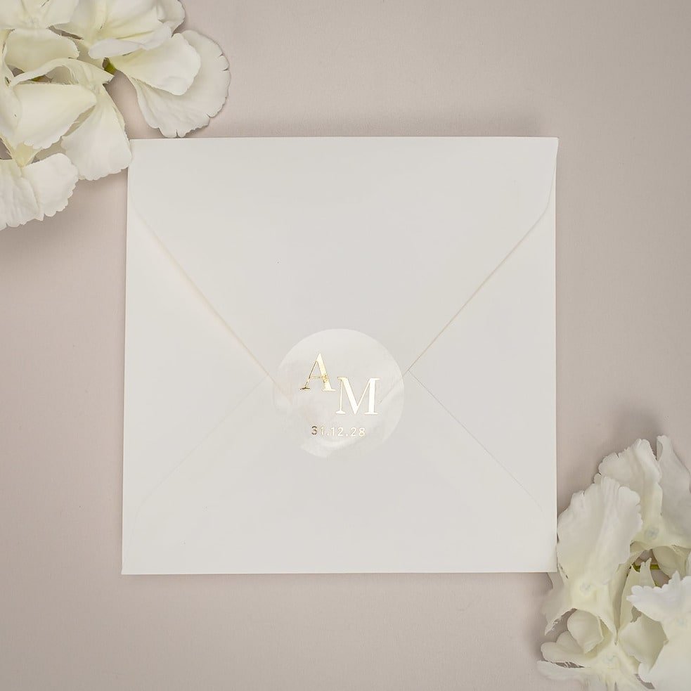 "Cloé - Sticker" - Faire-part de mariage chic, élégant et romantique avec dorure or - Wedding stationery - Création Luxe Carterie Studio