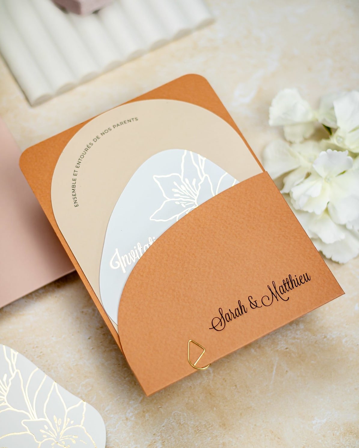 "Coeur" - Faire-part de mariage moderne, chic et élégant avec dorure or – Wedding stationery - Création Luxe Carterie Studio