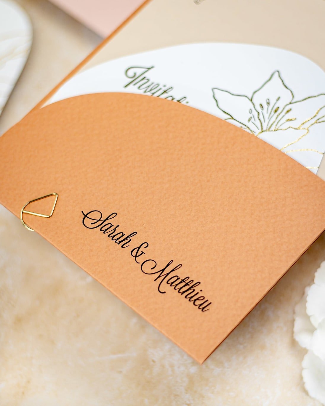 "Coeur" - Faire-part de mariage moderne, chic et élégant avec dorure or – Wedding stationery - Création Luxe Carterie Studio