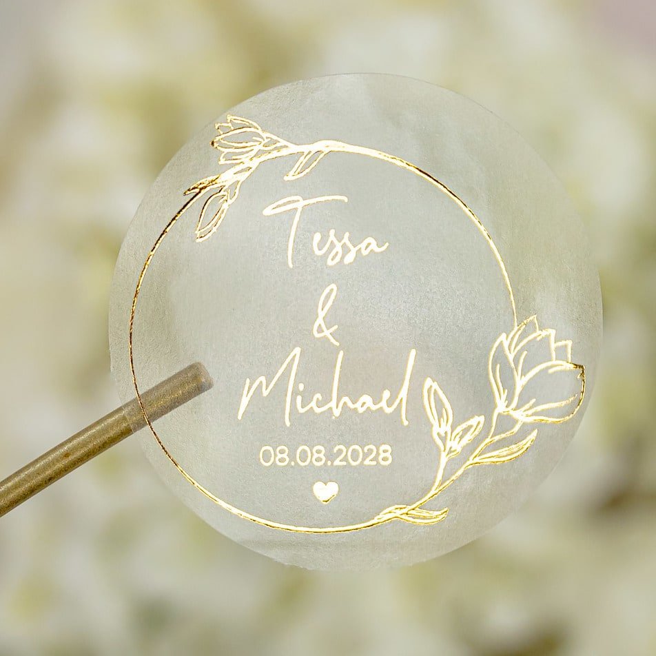 "Dania - Sticker" - Faire-part de mariage chic, élégant et romantique avec dorure or - Wedding stationery - Création Luxe Carterie Studio