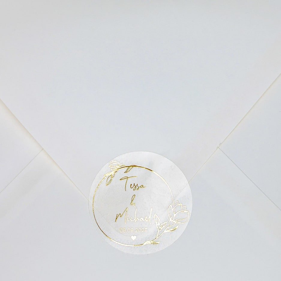 "Dania - Sticker" - Faire-part de mariage chic, élégant et romantique avec dorure or - Wedding stationery - Création Luxe Carterie Studio