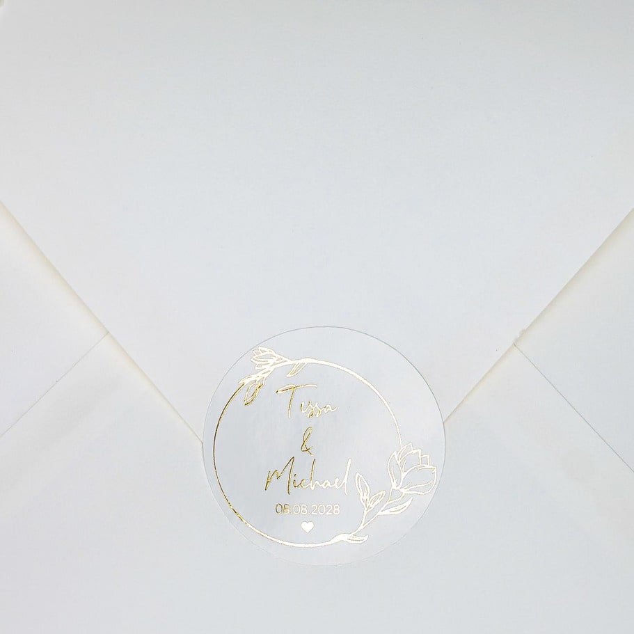 "Dania - Sticker" - Faire-part de mariage chic, élégant et romantique avec dorure or - Wedding stationery - Création Luxe Carterie Studio