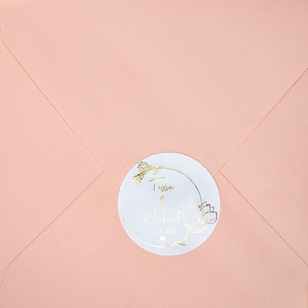 "Dania - Sticker" - Faire-part de mariage chic, élégant et romantique avec dorure or - Wedding stationery - Création Luxe Carterie Studio