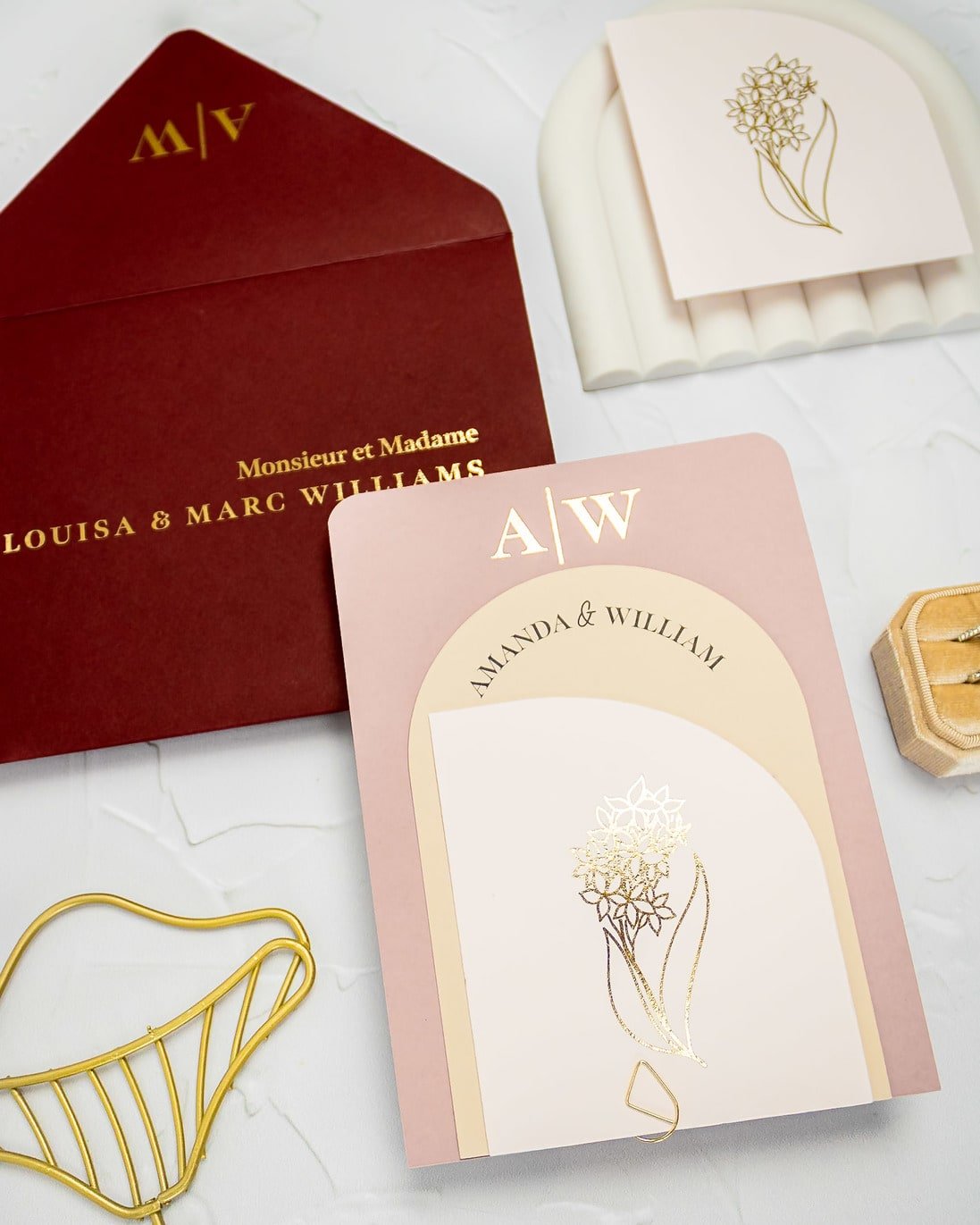 "Ecrin" - Faire-part de mariage moderne, chic et élégant avec dorure or – Wedding stationery - Création Luxe Carterie Studio