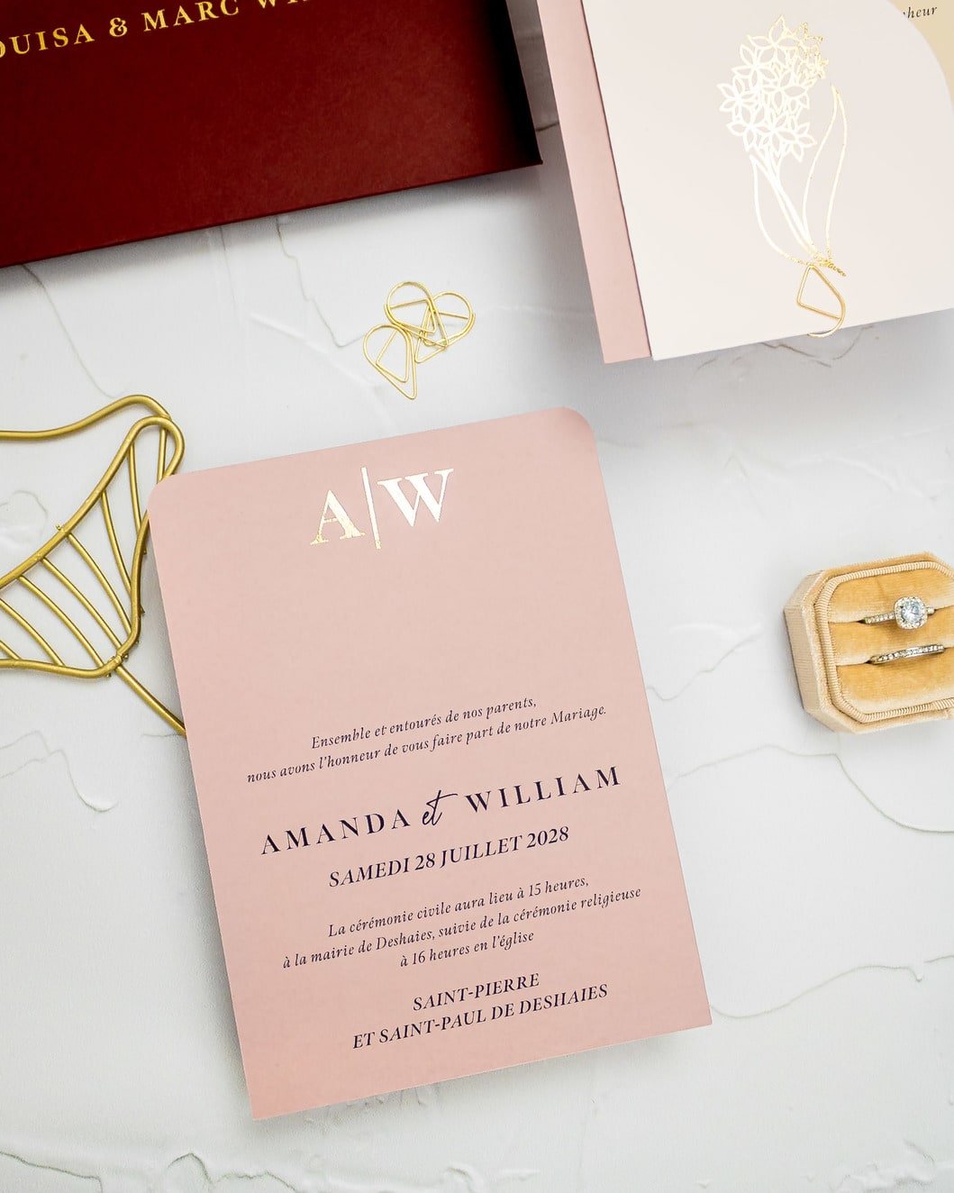"Ecrin" - Faire-part de mariage moderne, chic et élégant avec dorure or – Wedding stationery - Création Luxe Carterie Studio