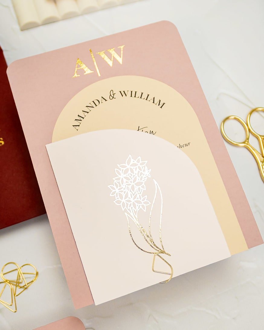 "Ecrin" - Faire-part de mariage moderne, chic et élégant avec dorure or – Wedding stationery - Création Luxe Carterie Studio