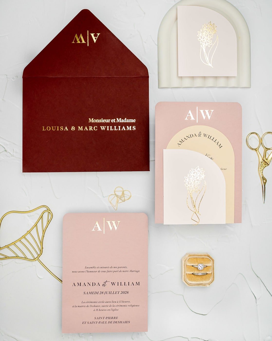 "Ecrin" - Faire-part de mariage moderne, chic et élégant avec dorure or – Wedding stationery - Création Luxe Carterie Studio