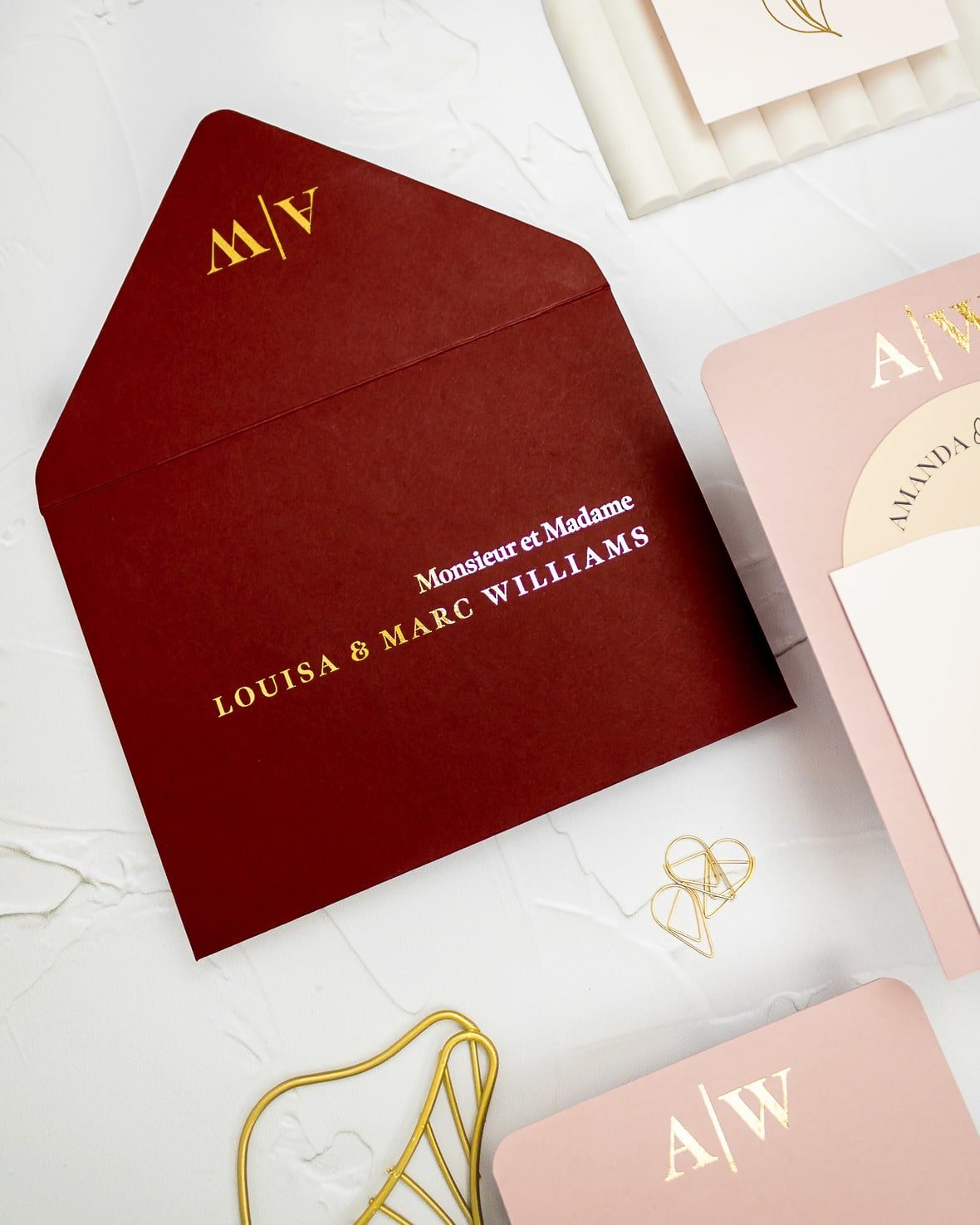"Ecrin" - Faire-part de mariage moderne, chic et élégant avec dorure or – Wedding stationery - Création Luxe Carterie Studio