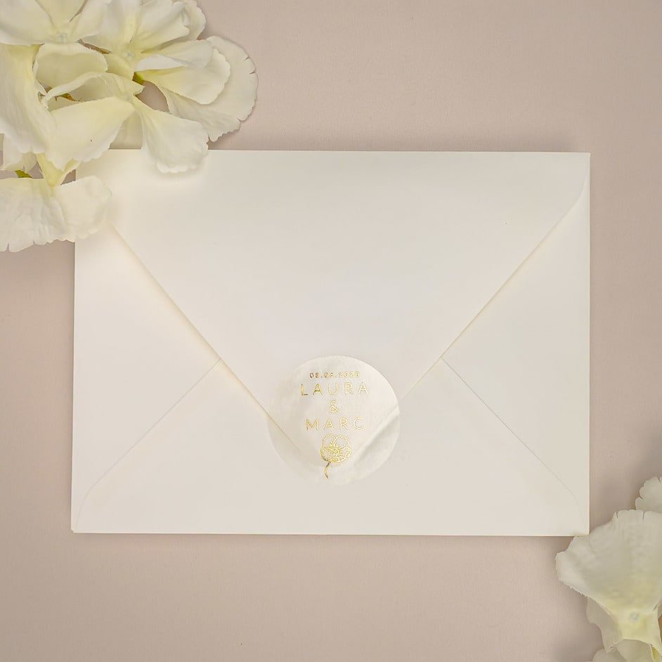 "Elisa - Sticker" - Faire-part de mariage chic, élégant et romantique avec dorure or - Wedding stationery - Création Luxe Carterie Studio