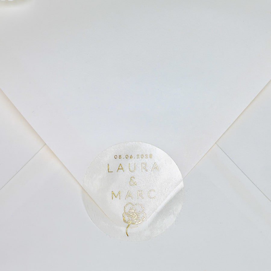 "Elisa - Sticker" - Faire-part de mariage chic, élégant et romantique avec dorure or - Wedding stationery - Création Luxe Carterie Studio