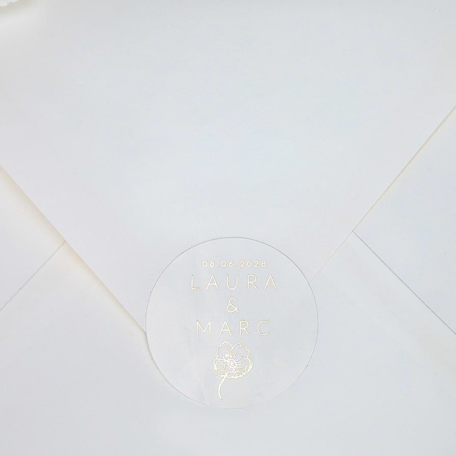 "Elisa - Sticker" - Faire-part de mariage chic, élégant et romantique avec dorure or - Wedding stationery - Création Luxe Carterie Studio