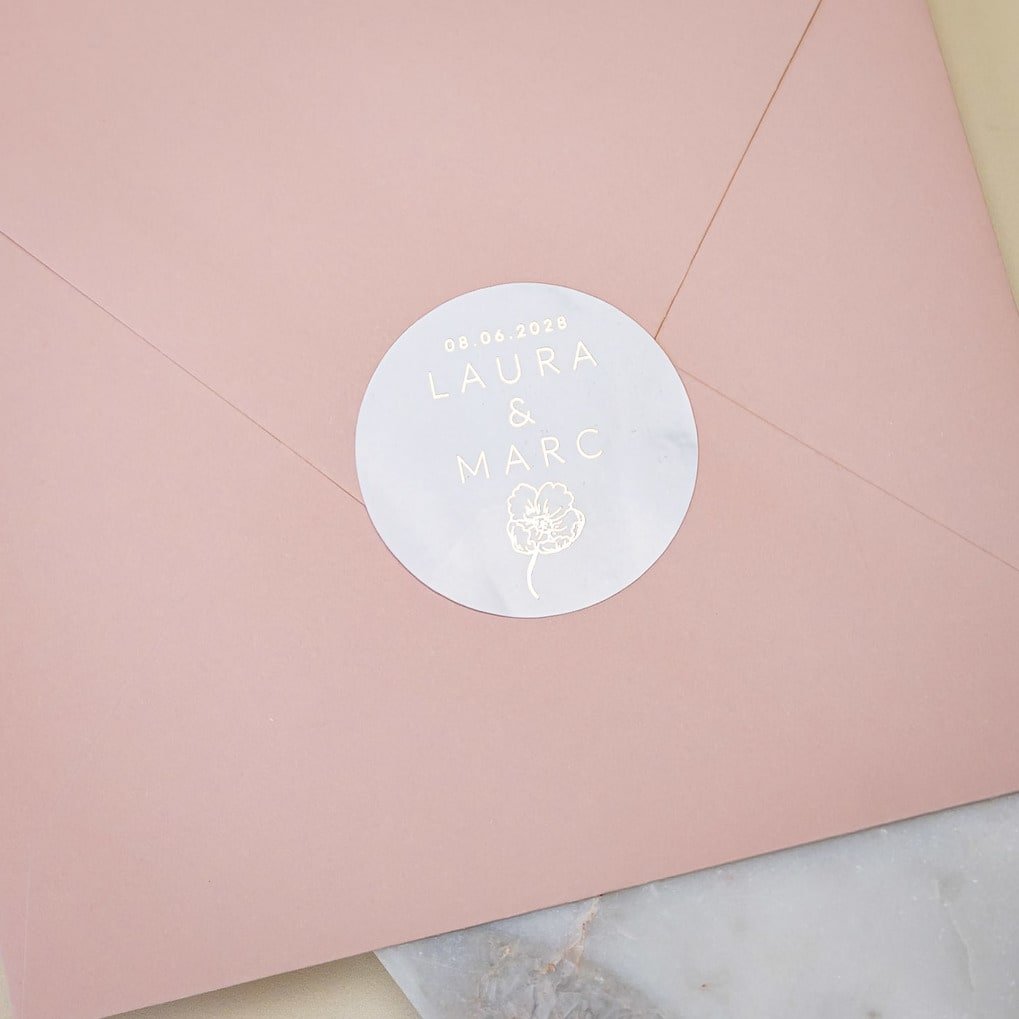 "Elisa - Sticker" - Faire-part de mariage chic, élégant et romantique avec dorure or - Wedding stationery - Création Luxe Carterie Studio