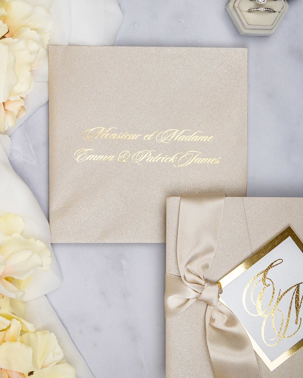 "Emilie" - Faire-part de mariage chic, élégant et romantique avec dorure or - Wedding stationery - Création Luxe Carterie Studio