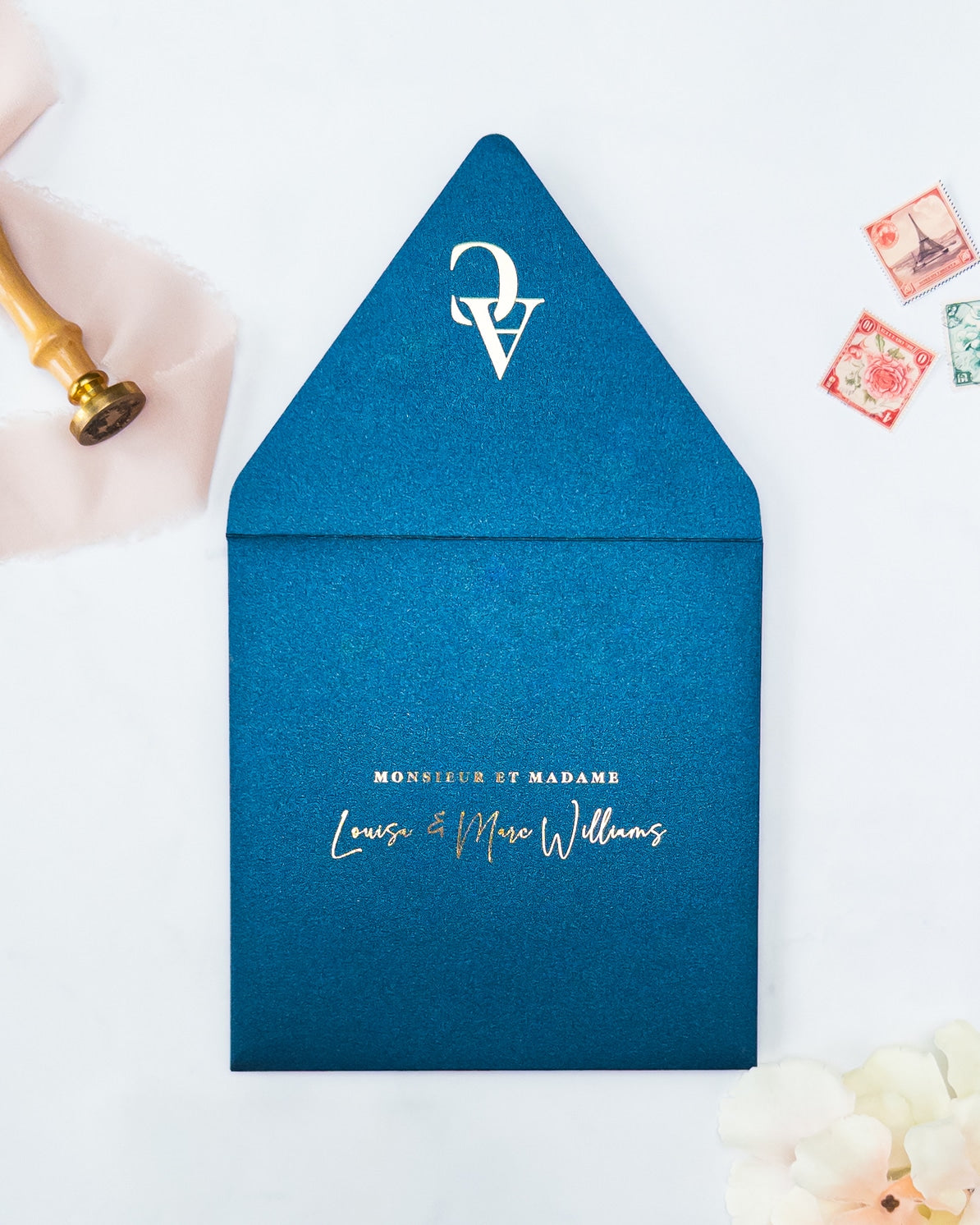 AMARANTE - Enveloppe épaisse Initiales