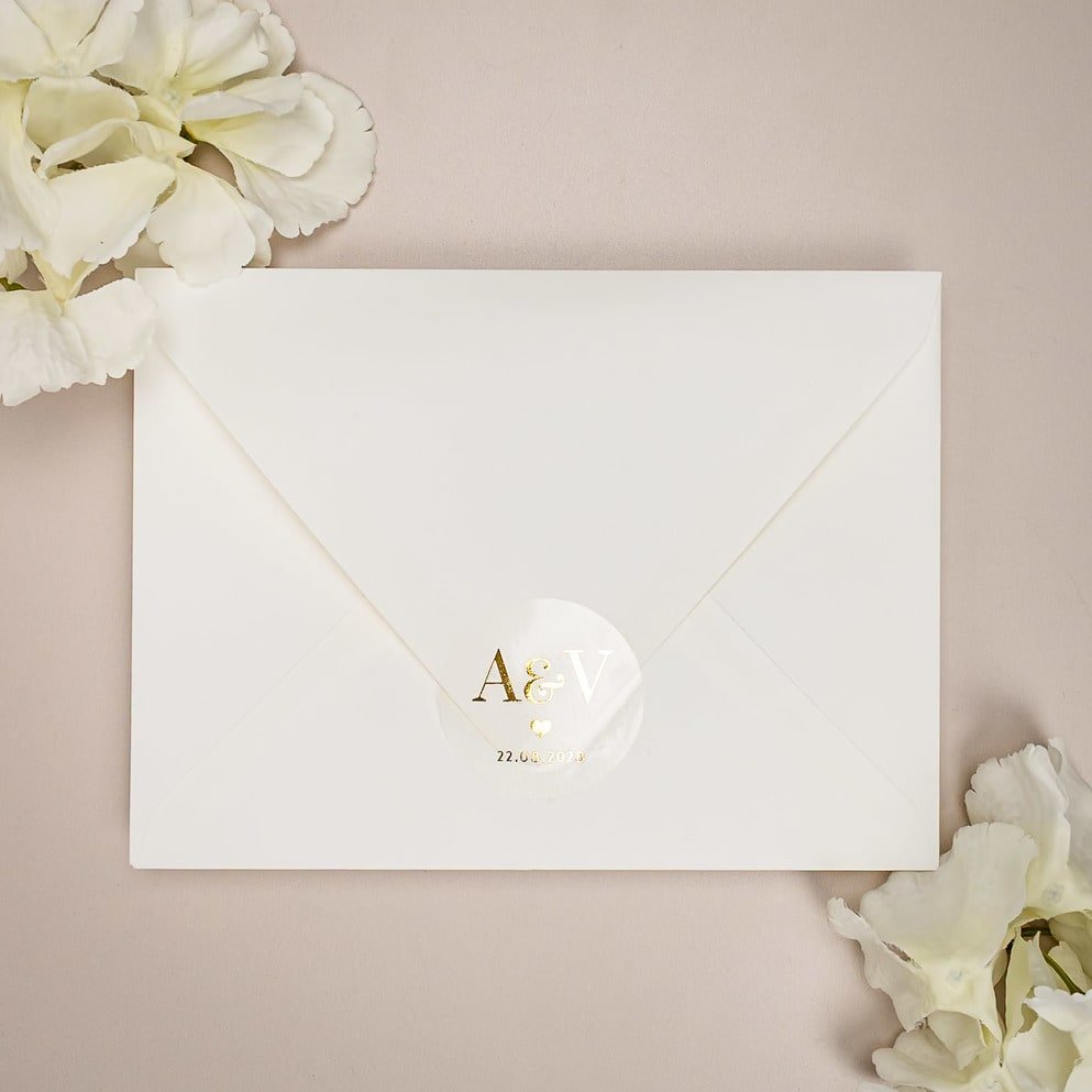 "Erica - Sticker" - Faire-part de mariage chic, élégant et romantique avec dorure or - Wedding stationery - Création Luxe Carterie Studio