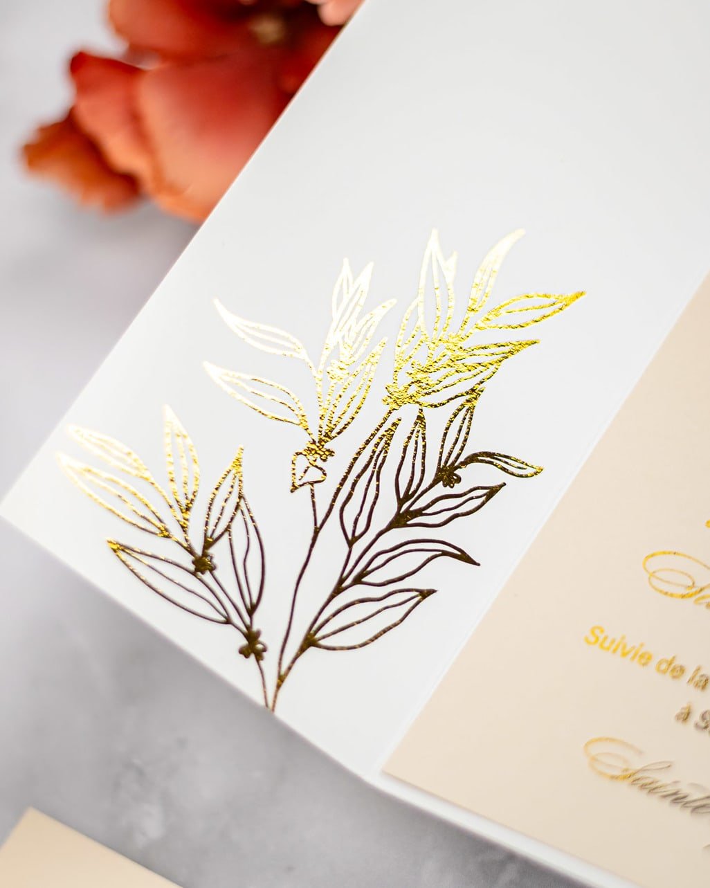 "Eva" - Faire-part de mariage chic, élégant et romantique avec dorure or - Wedding stationery - Création Luxe Carterie Studio