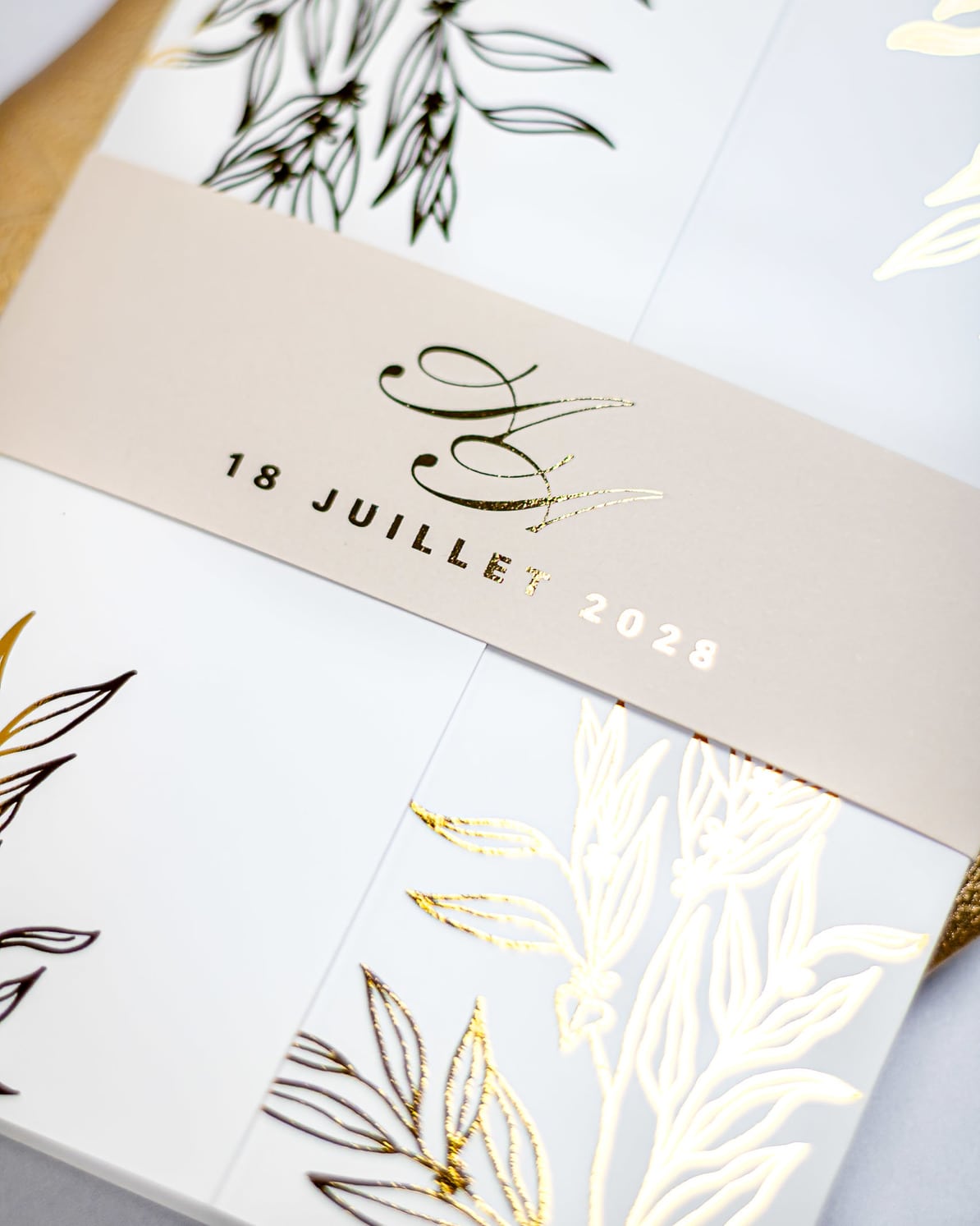 "Eva" - Faire-part de mariage chic, élégant et romantique avec dorure or - Wedding stationery - Création Luxe Carterie Studio
