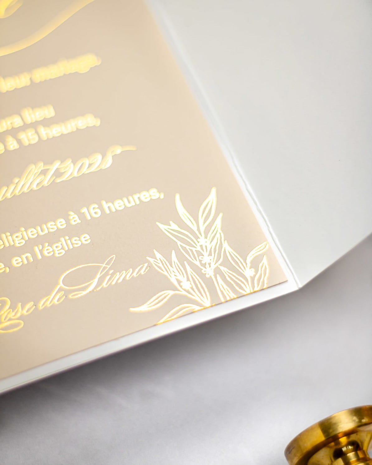 "Eva" - Faire-part de mariage chic, élégant et romantique avec dorure or - Wedding stationery - Création Luxe Carterie Studio