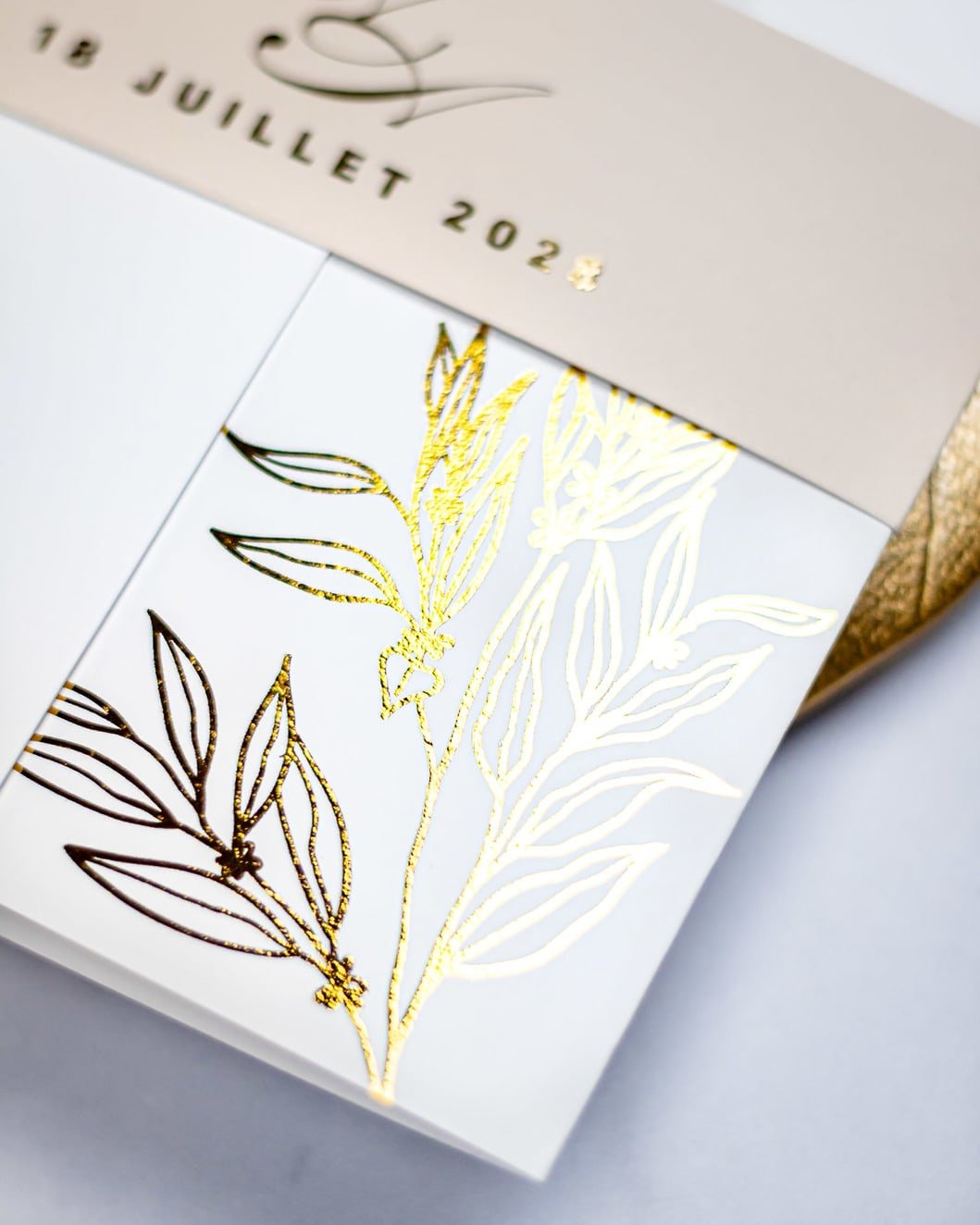 "Eva" - Faire-part de mariage chic, élégant et romantique avec dorure or - Wedding stationery - Création Luxe Carterie Studio
